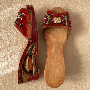 Beautiful Unique Vintage Shoes with Carved Heels